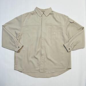 Scottevest Shirt Mens XL Beige TEC Lightweight Travel Utility Pockets Button Up